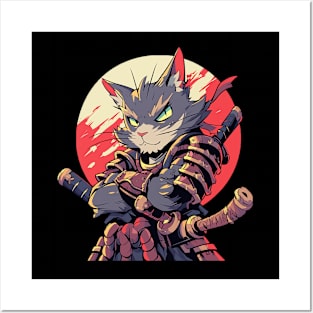 samurai cat Posters and Art